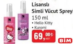 LİSANSLI SİMLİ VÜCUT SPREYİ 150 ML HELLO KİTTY / KUROMİ LİSANSLI SİMLİ VÜCUT SPREYİ 150 ML HELLO KİTTY / KUROMİ